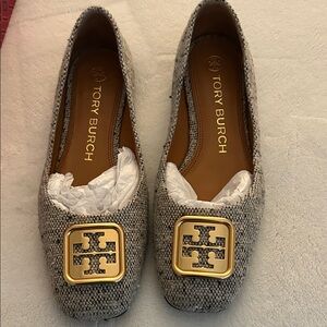 Tory Burch Women's Tweed Flats with Gold Emblem